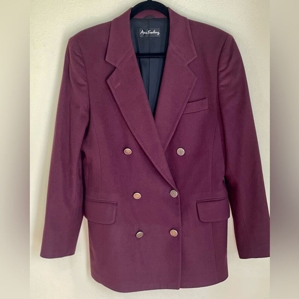 Vintage Ann Freedberg Womens Blazer Size‎ 10 Wool Double Breasted Gold Button